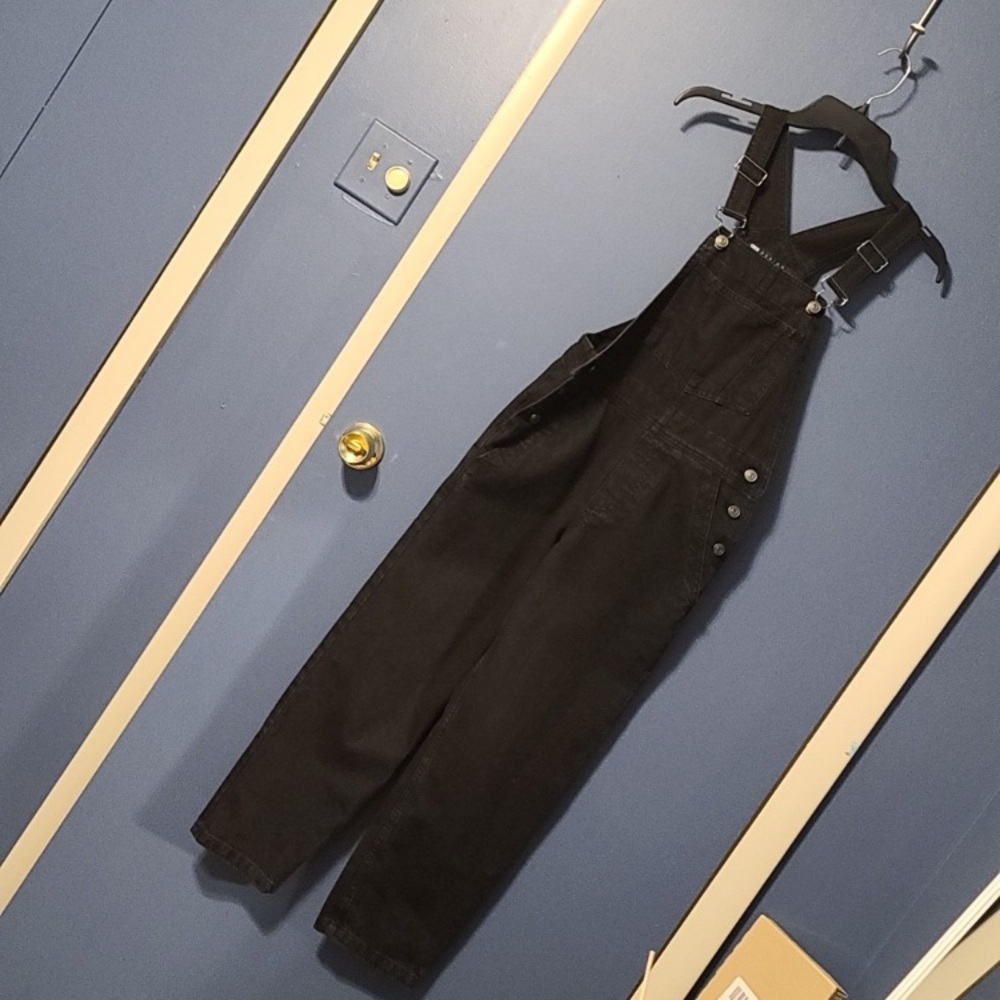 Asos Design black denim overalls